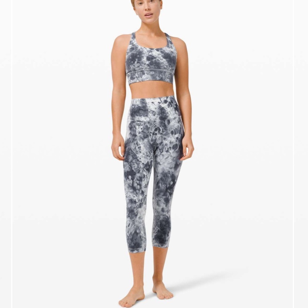 Lululemon Wunder Under Marble Dye HR Crop 21" - Marble Dye Classic Navy Size 6